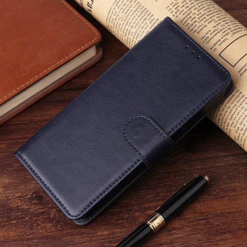 Кожен калъф тефтер за iPhone 14 Pro отпред син