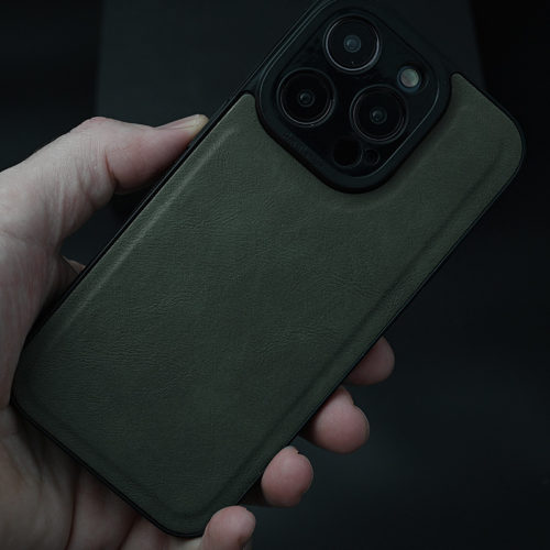 Кожен калъф за iPhone 14 Plus зелен