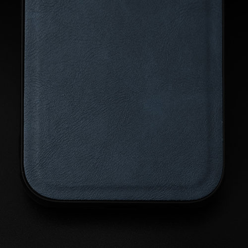 Кожен калъф за iPhone 14 Pro син кожа