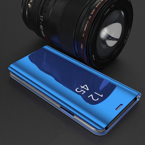 Огледален смарт калъф за iPhone 11 син отворен