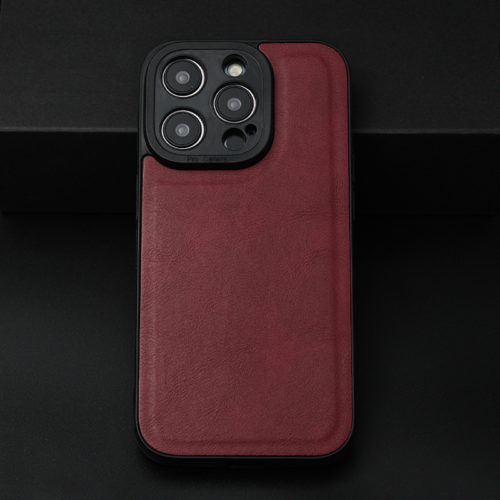 Кожен калъф за iPhone 12 Pro червен гръб