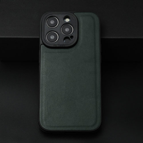 Кожен калъф за iPhone 13 Pro Max зелен гръб
