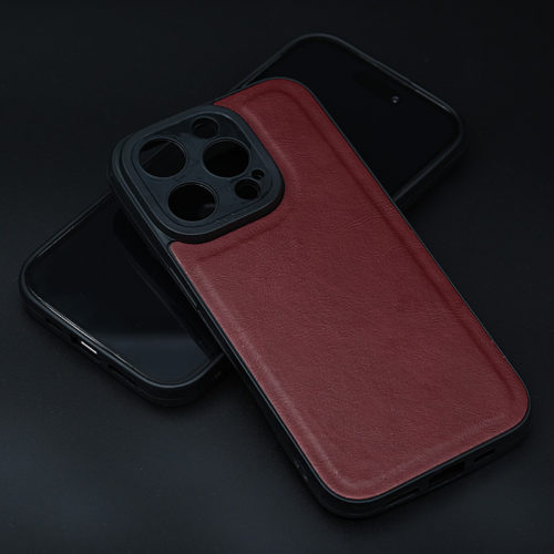 Кожен калъф за iPhone 13 Pro Max червен телефон