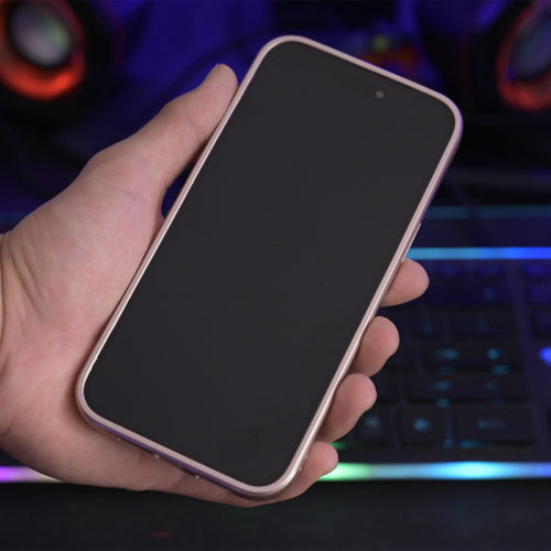 Метален калъф с MagSafe за iPhone 15 Pro Max отпред розов