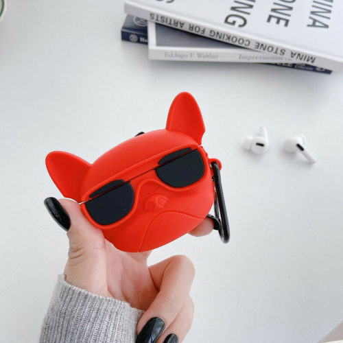 Калъф за airpods pro 2 червено куче с очила отпред