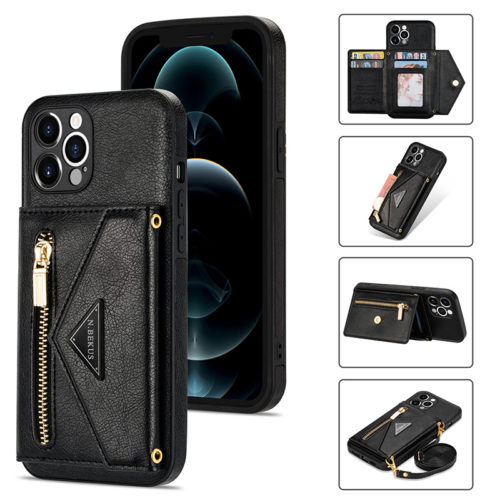 Калъф с портфейл за iPhone 15 Pro Max черен видове