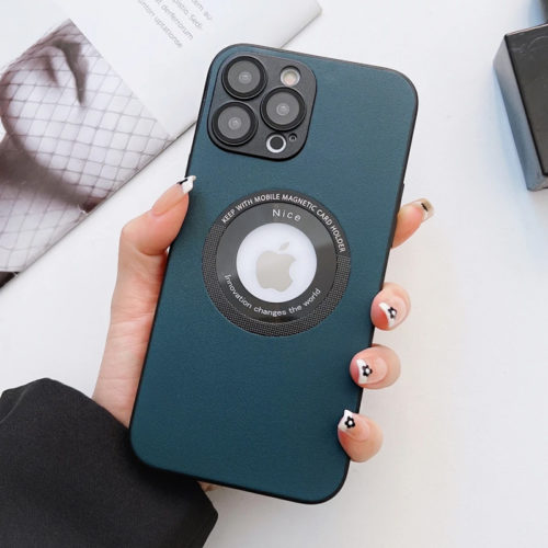 Кожен калъф за iPhone 15 Pro със защита на камерата отзад син