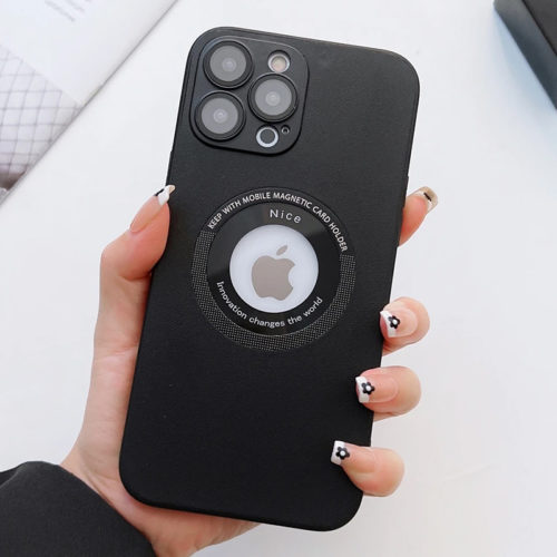 Кожен калъф за iPhone 15 със защита на камерата отзад черен