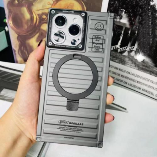 Калъф с Magsafe и стойка за iPhone 15 Pro Max графит гръб