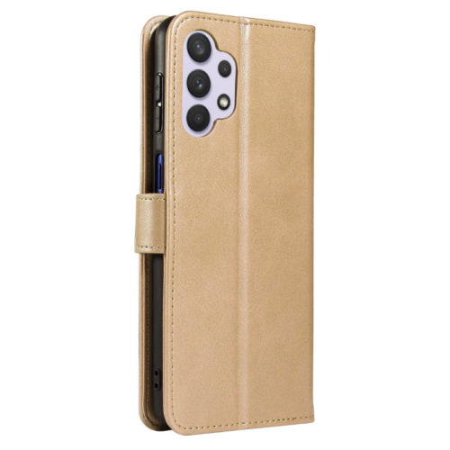 Кожен калъф тефтер за Samsung A05s златен отзад