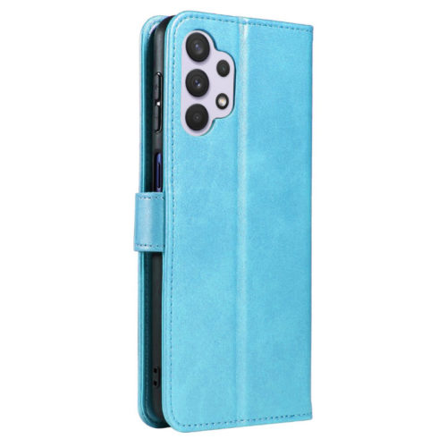 Кожен калъф тефтер за Samsung A14 светлосин отзад