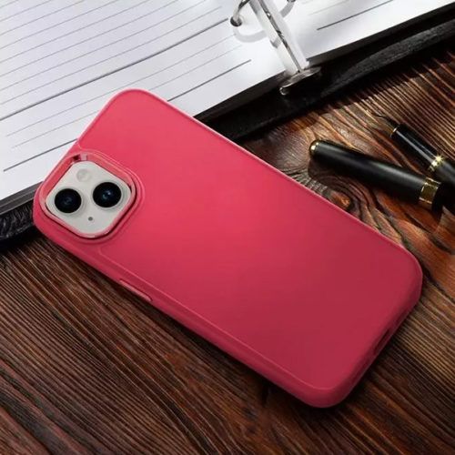 Премиум силиконов калъф за iPhone 15 Pro червен камера