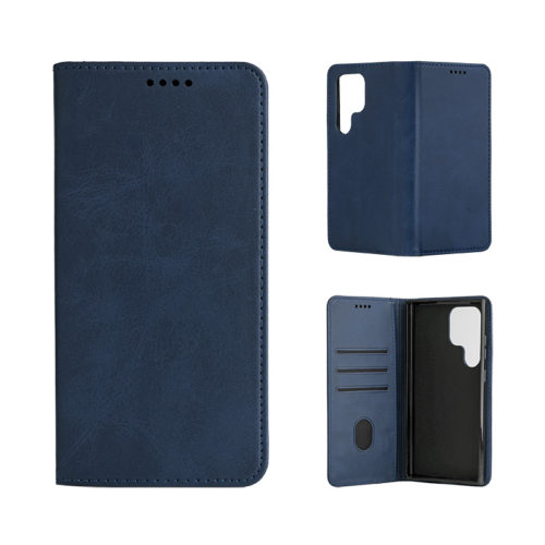 Кожен калъф с магнитен капак за Xiaomi Redmi Note 12 Pro Plus син