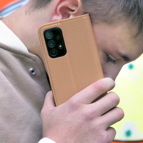 Калъф тефтер за Motorola Moto G24 златен телефон