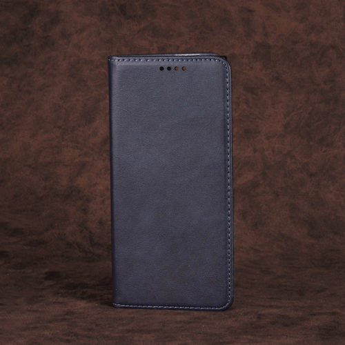 Кожен калъф с магнитен капак за Xiaomi Redmi Note 11 Pro Plus син отпред