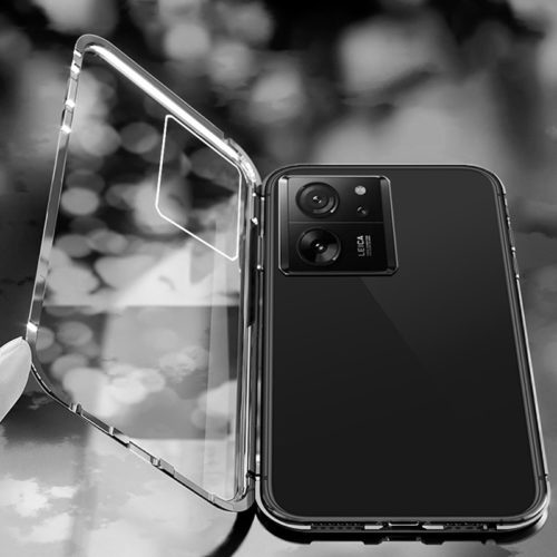 Магнитен стъклен калъф за Xiaomi 13 Pro сребърен гръб