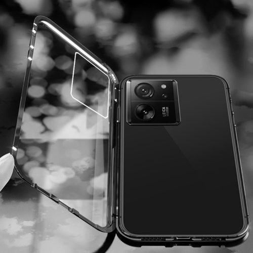 Магнитен стъклен калъф за Xiaomi 13T Pro черен гръб