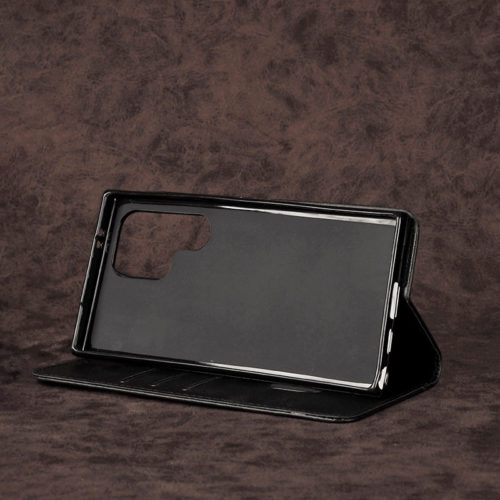 Кожен калъф с магнитен капак за Motorola Edge 40 Neo черен стойка