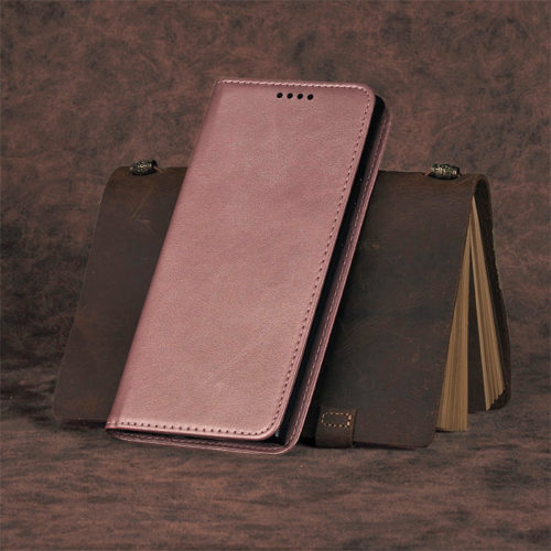 Кожен калъф с магнитен капак за Motorola Edge 40 Pro розов