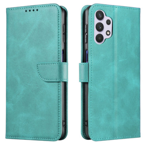 Кожен калъф с магнитна закопчалка за Xiaomi Redmi 13C тюркоазен