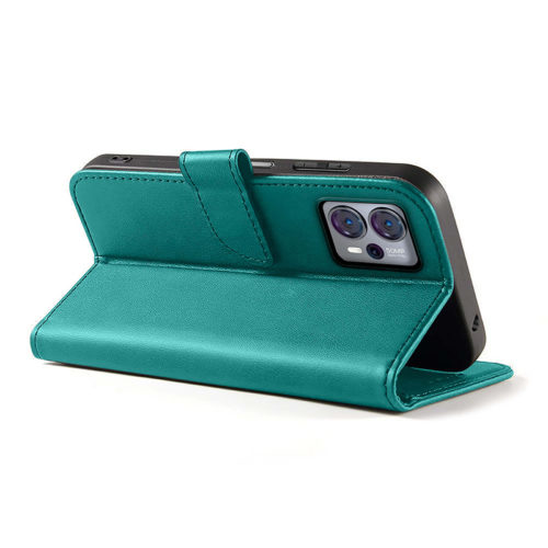 Кожен калъф тефтер с магнитна закопчалка за Motorola Moto G13 зелен поставка