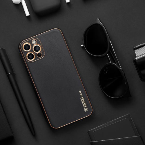 Луксозен кожен калъф за iPhone 14 Pro Max черен бизнес излъчване