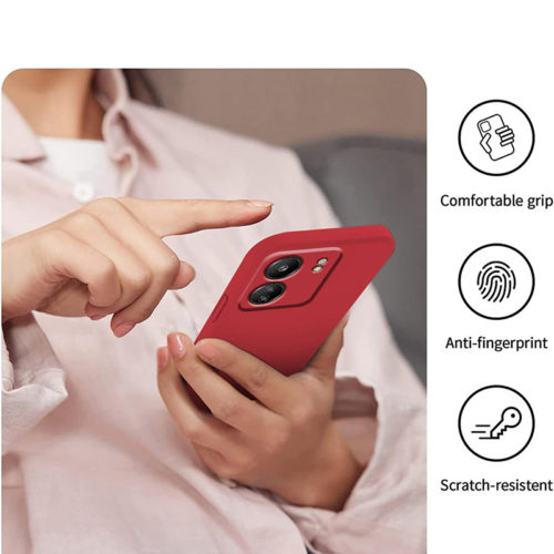 Силиконов Нано калъф за Xiaomi Redmi 13C червен против отпечатъци