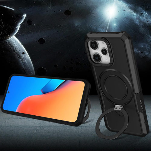 Удароустойчив калъф с опорна скоба за iPhone 15 Pro Max черен стойка