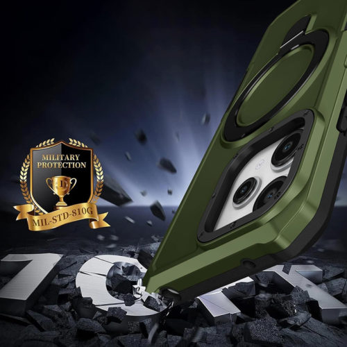 Удароустойчив калъф с опорна скоба за iPhone 15 Pro зелен здравина