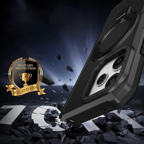 Удароустойчив калъф с опорна скоба за iPhone 15 Pro черен здравина