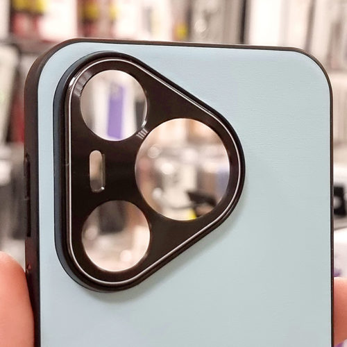 Луксозен кожен калъф за Huawei Pura 70 Pro син защита камера