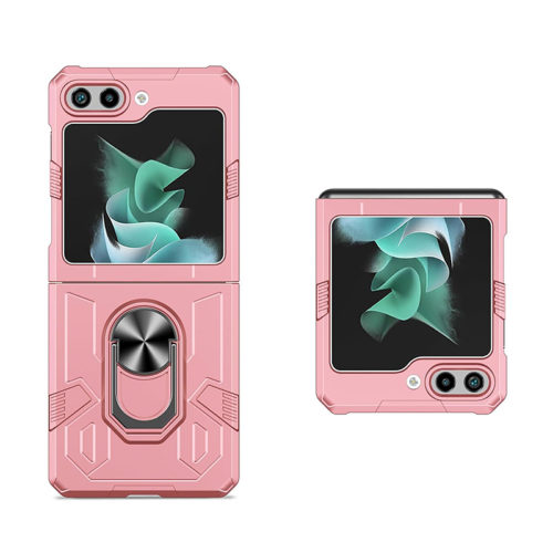 Удароустойчив калъф с ринг за Samsung Galaxy Z Flip 5 розов красив дизайн