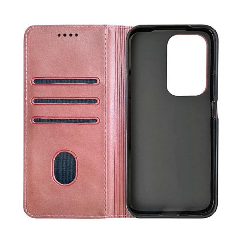 Кожен калъф тефтер за Honor 200 Lite розов джобове