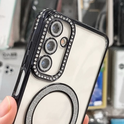 Луксозен калъф с кристали за Samsung Galaxy A14 с magsafe черен камера