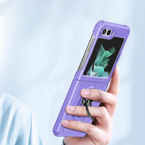 Удароустойчив калъф с ринг за Samsung Galaxy Z Flip 6 лилав удобство при работа