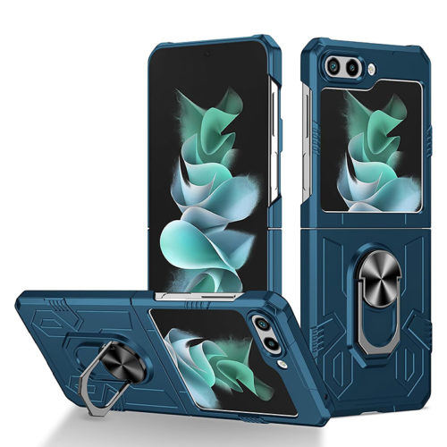 Удароустойчив калъф с ринг за Samsung Galaxy Z Flip 6 син