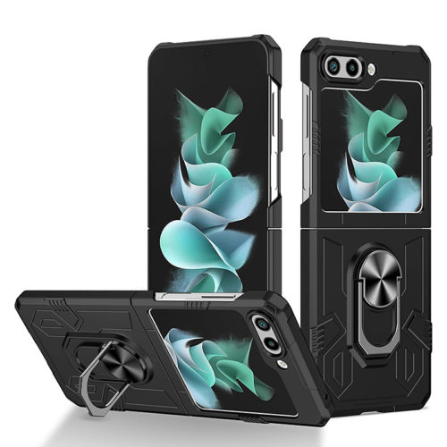 Удароустойчив калъф с ринг за Samsung Galaxy Z Flip 6 черен