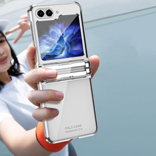 Луксозен прозрачен калъф за Samsung Galaxy Z Flip 6 сребърен против отпечатъци