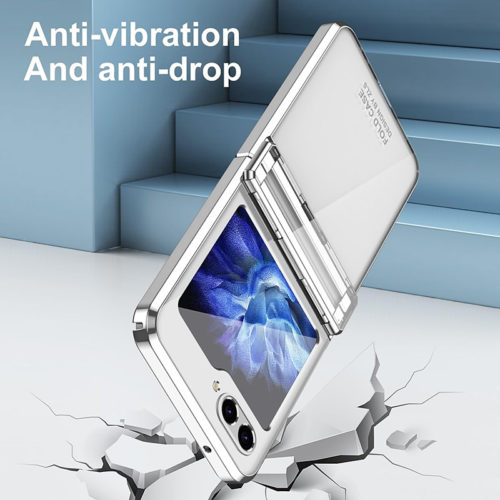 Луксозен прозрачен калъф за Samsung Galaxy Z Flip 6 сребърен удароустойчив