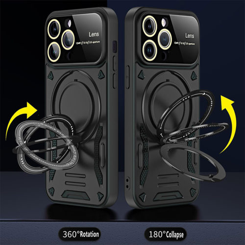 Удароустойчив луксозен калъф за iPhone 16 въртящ се пръстен