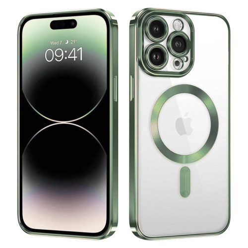 Луксозен прозрачен калъф за iPhone 16 Plus зелен телефон