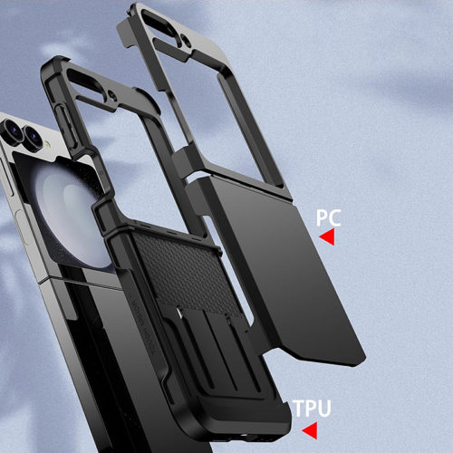 Калъф с гумена защита за Samsung Galaxy Z Flip 5 черен устройство