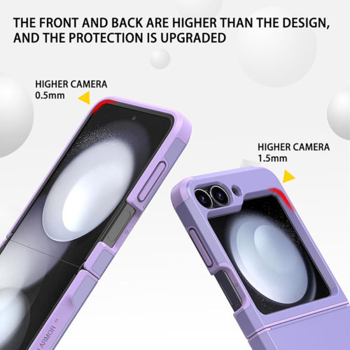 Калъф с гумена защита за Samsung Galaxy Z Flip 6 лилав защита екран и камера