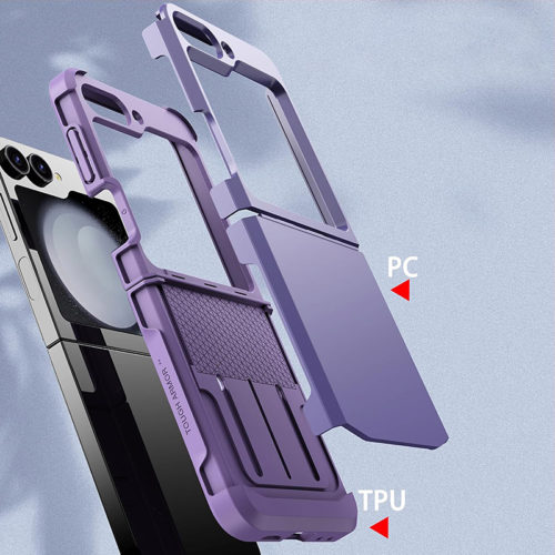 Калъф с гумена защита за Samsung Galaxy Z Flip 6 лилав устройство