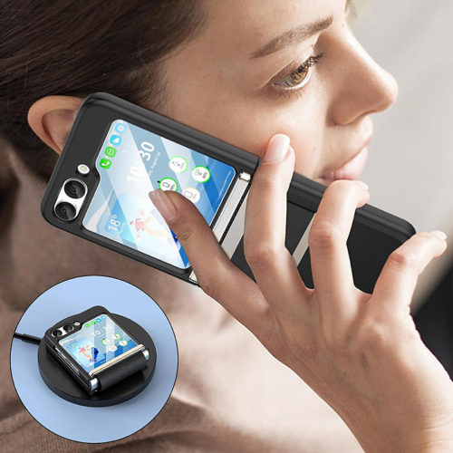 Калъф с панти за Samsung Galaxy Z Flip 5 черен безжично зареждане