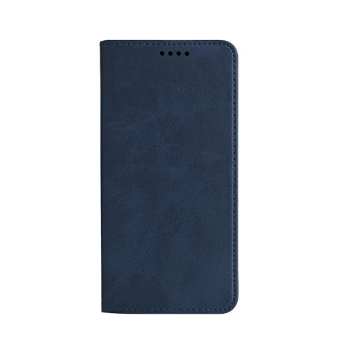 Кожен калъф с магнитен капак за Xiaomi Redmi Note 14 син отпред