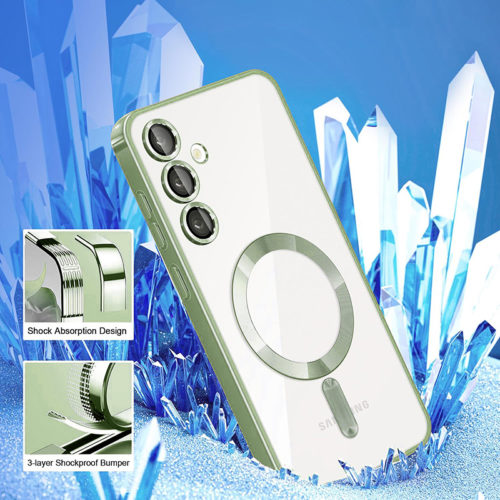 Луксозен калъф с Magsafe за Samsung Galaxy S22 Ultra зелен удароустойчив