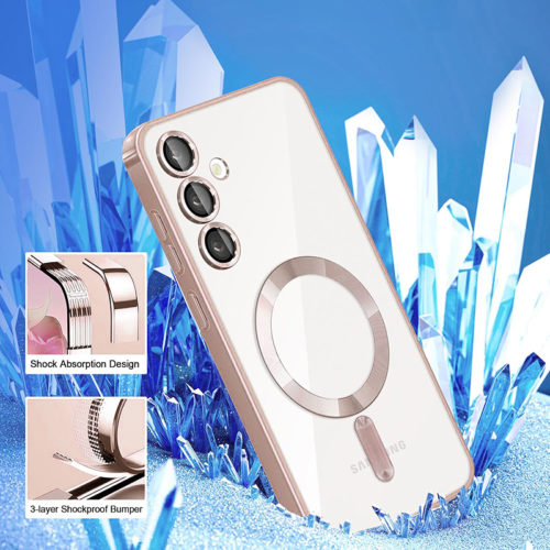 Луксозен калъф с Magsafe за Samsung Galaxy S23 Ultra розов удароустойчив