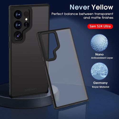 Луксозен удароустойчив калъф за Samsung Galaxy S25 Ultra черен не пожълтява