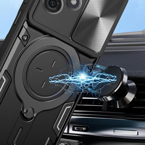 Удароустойчив калъф с ринг за Motorola Moto G54 син магнитно закрепване